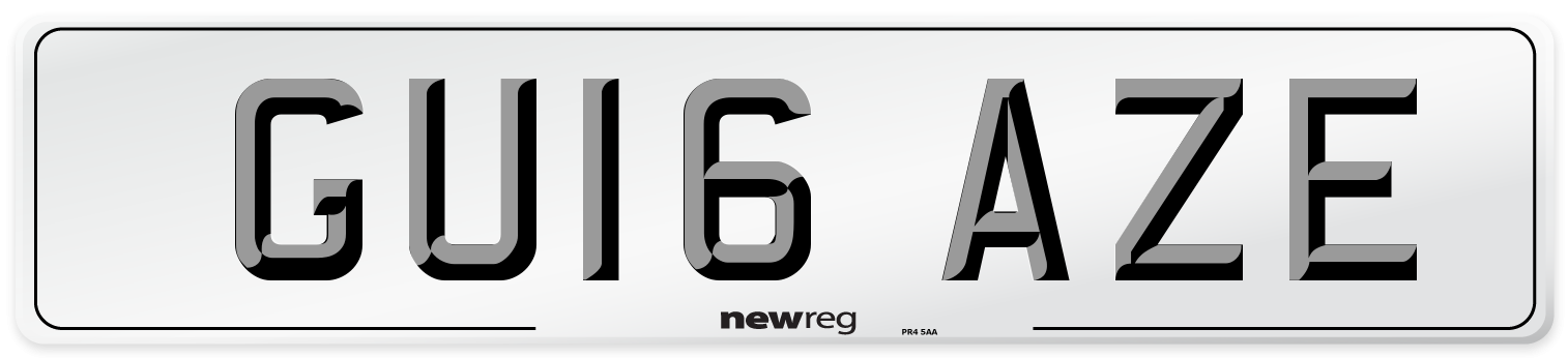 GU16 AZE Number Plate from New Reg